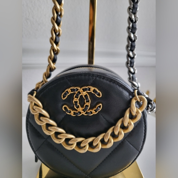 Chanel Black Quilted Round Crossbody with Three-tone Chain Strap - Picture 3 of 12